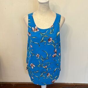 cooper & ella blue floral layered sleeveless blouse Size S EUC